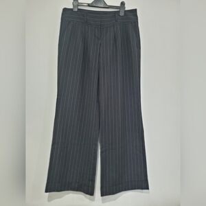 BCBGirls Y2K Low rise Black & Blue Pinstripe wide-leg dress pant trousers size 6